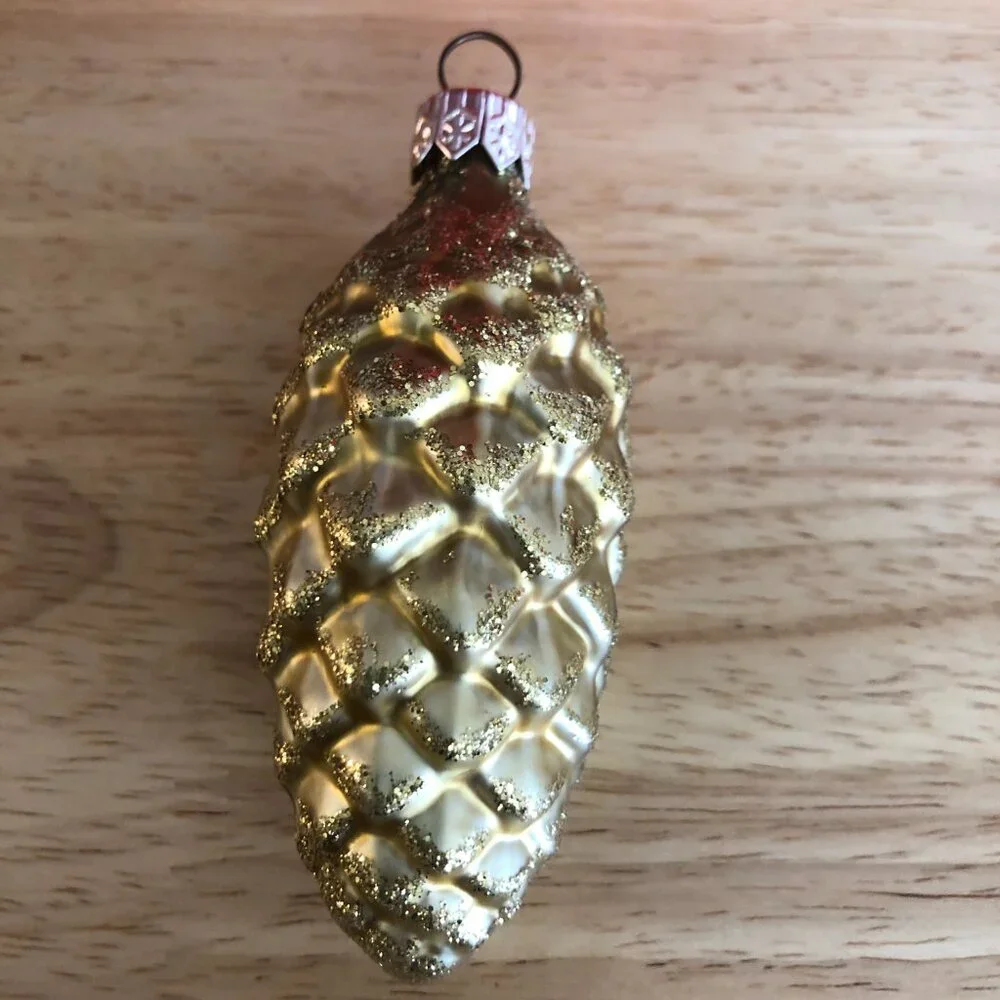 Christmas Glass Glitter Pinecone Ornaments Set of 7 Sears Roebuck Co. 1980